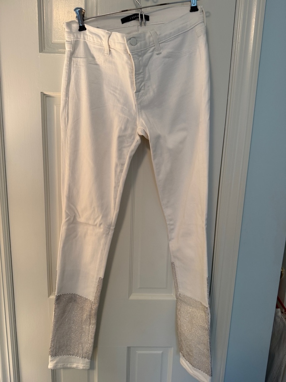 J Brand White Skinny Jeans with small silver studs